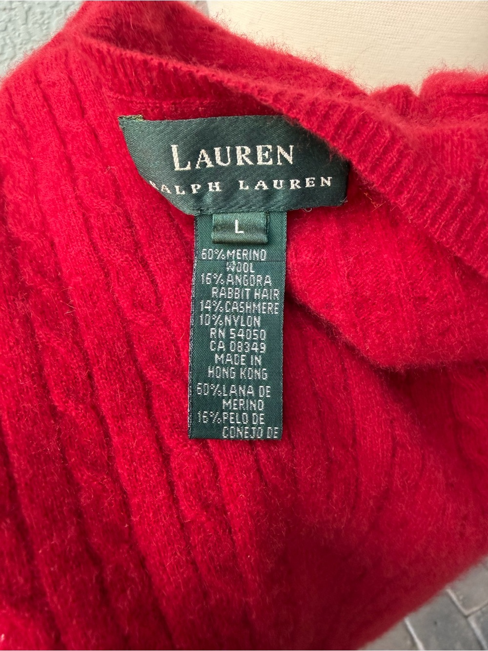 Vintage Lauren Ralph Lauren Large Merino Wool Angora Cashmere Sweater